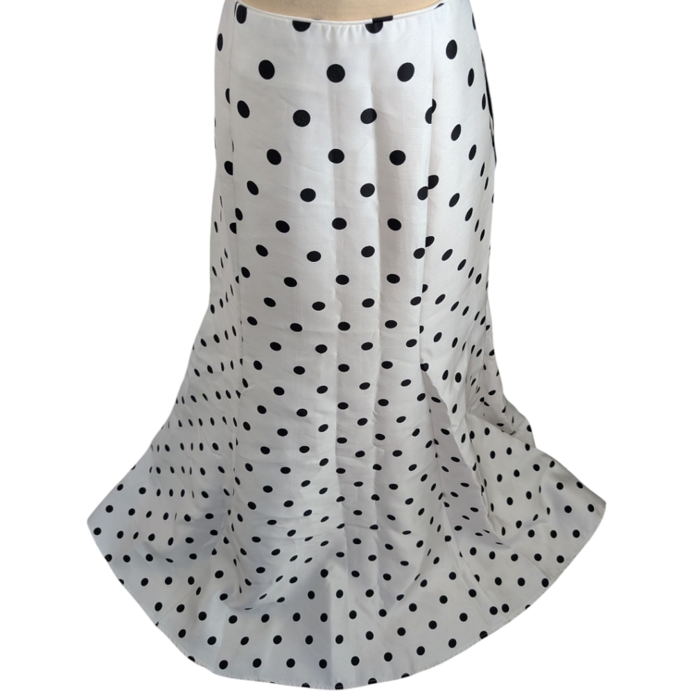 Consigned - Jodi Kristopher Cream and Black Polka Dot Skirt